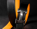 Bespoke Reversible Belt in Black Box & Orange Togo