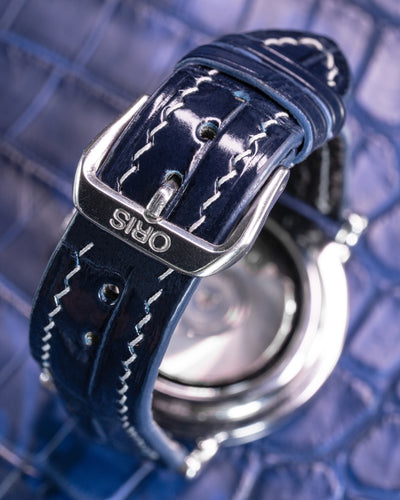 Bespoke Watch Strap in Peacock Blue Crocodile
