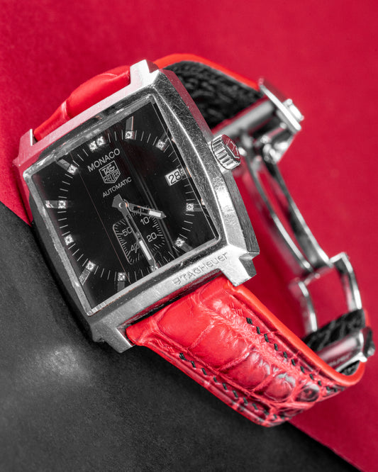 Bespoke Watch Strap in Red Himalayan Crocodile