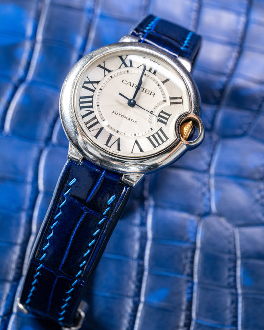 Bespoke Watch Strap in Peacock Blue Crocodile