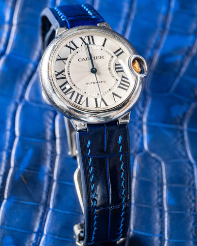 Bespoke Watch Strap in Peacock Blue Crocodile