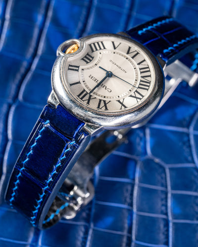 Bespoke Watch Strap in Peacock Blue Crocodile
