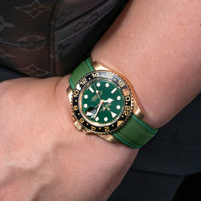 Solitaire Rubber straps in Deep Emerald Green for Rolex GMT-Master II 116718LN
