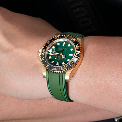 Solitaire Rubber straps in Deep Emerald Green for Rolex GMT-Master II 116718LN