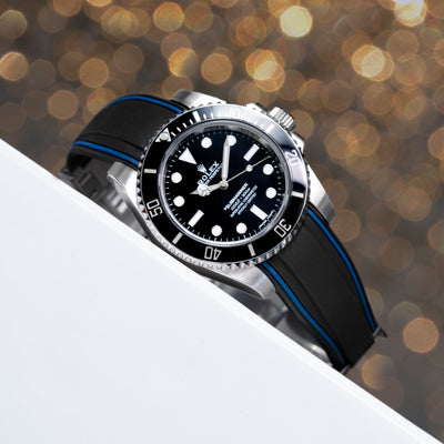 Solitaire Rubber straps in Navy Black for Rolex Submariner 116610LN