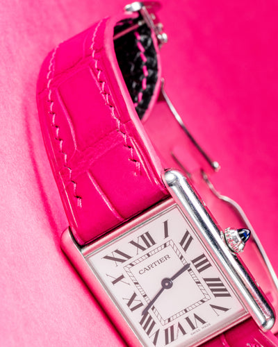 Bespoke Watch Strap in Fuchsia Pink Crocodile