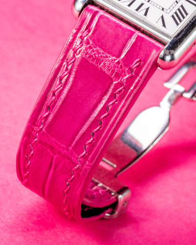 Bespoke Watch Strap in Fuchsia Pink Crocodile