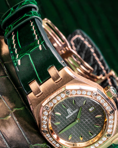 Bespoke Watch Strap in Emerald Green Crocodile
