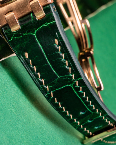 Bespoke Watch Strap in Emerald Green Crocodile