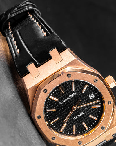 Bespoke Watch Strap in Black Crocodile