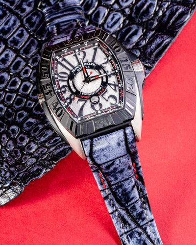 Bespoke Watch Strap in Blue Grey Rubbed Off Crocodile