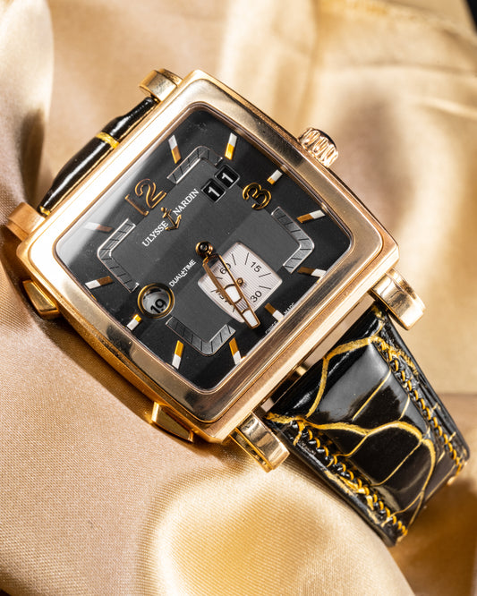 Bespoke Watch Strap in Gold Black Alligator