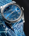 Bespoke Watch Strap in Pearl Blue Crocodile