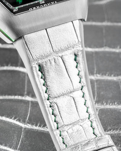 Bespoke Watch Strap in Metallic Silver Alligator