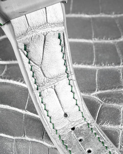 Bespoke Watch Strap in Metallic Silver Alligator
