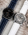 Bespoke Watch Strap in Navy Blue & Snow White Crocodile