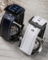 Bespoke Watch Strap in Navy Blue & Snow White Crocodile
