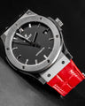 Bespoke Watch Strap in Ferrari Red Crocodile