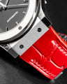 Bespoke Watch Strap in Ferrari Red Crocodile