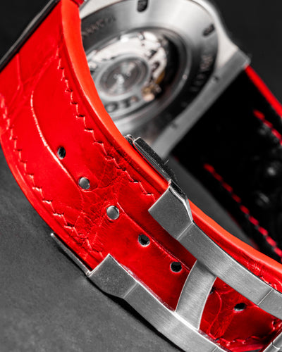 Bespoke Watch Strap in Ferrari Red Crocodile