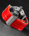 Bespoke Watch Strap in Ferrari Red Crocodile