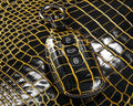 Bespoke Key Fob Cover in Black Gold Alligator