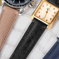 Solitaire Universal Straps in Sandstorm Epsom, Midnight Storm Epsom and Black Carbon Pueblo