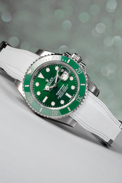Solitaire Rubber straps in Snowy White for Rolex Submariner 116610LV