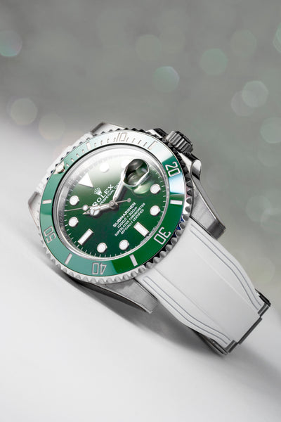 Solitaire Rubber straps in Snowy White for Rolex Submariner 116610LV