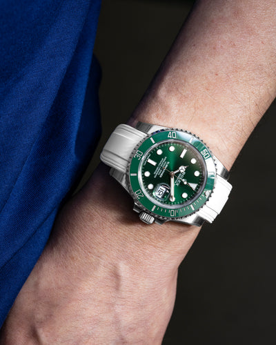 Solitaire Rubber straps in Snowy White for Rolex Submariner 116610LV