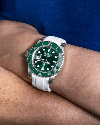 Solitaire Rubber straps in Snowy White for Rolex Submariner 116610LV