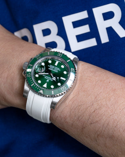 Solitaire Rubber straps in Snowy White for Rolex Submariner 116610LV