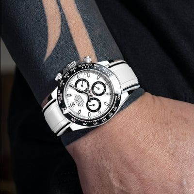 Solitaire Rubber straps in Cookie White for Rolex Daytona 116500LN