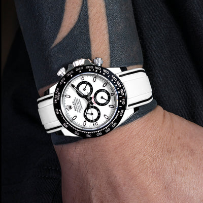 Solitaire Rubber straps in Cookie White for Rolex Daytona 116500LN