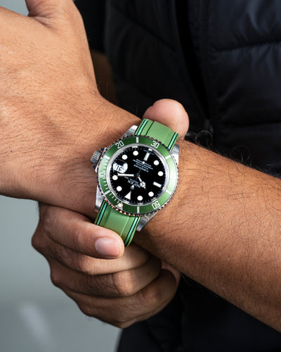 Solitaire Rubber straps in Deep Emerald Green for Rolex Submariner Kermit