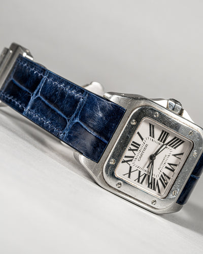 Bespoke Watch Strap in Peacock Blue Crocodile