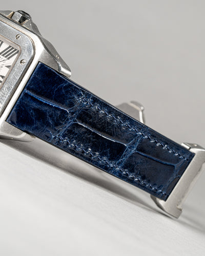 Bespoke Watch Strap in Peacock Blue Crocodile