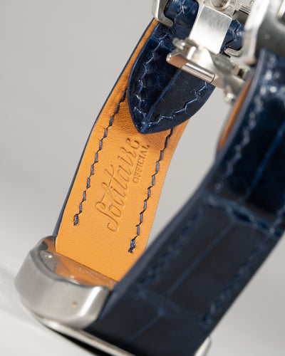 Bespoke Watch Strap in Peacock Blue Crocodile