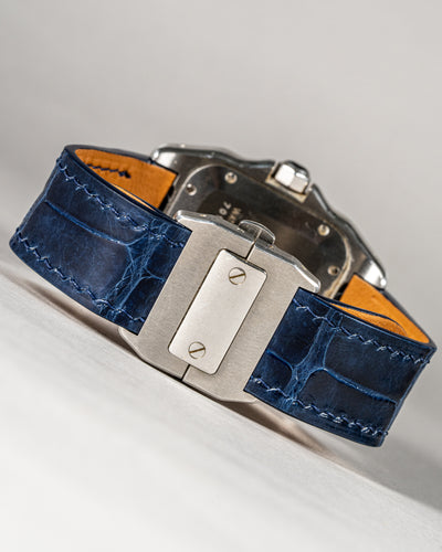 Bespoke Watch Strap in Peacock Blue Crocodile