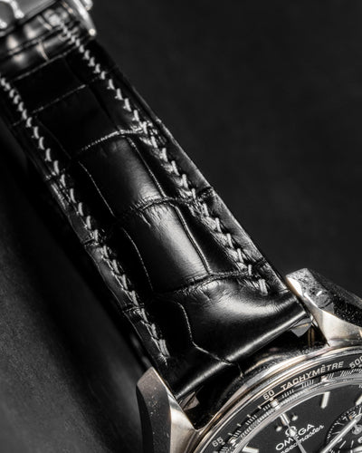 Bespoke Watch Strap in Black Crocodile
