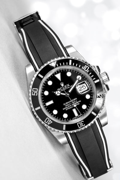 Solitaire Rubber straps in Zebra Black for Rolex Submariner 116610LN