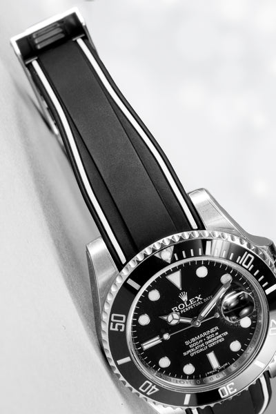 Solitaire Rubber straps in Zebra Black for Rolex Submariner 116610LN