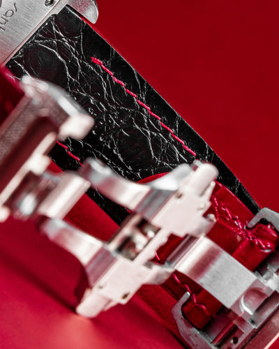 Bespoke Watch Strap in Ferrari Red Crocodile