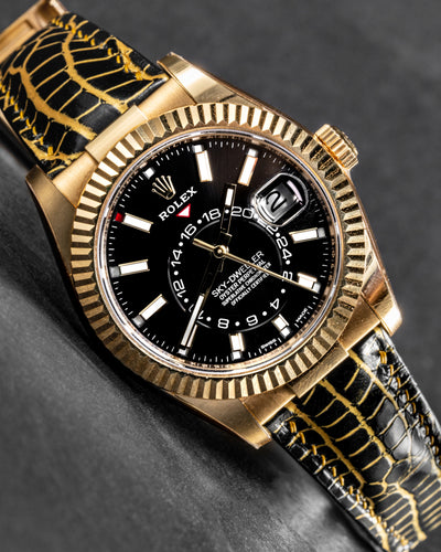 Bespoke Watch Strap in Gold Black Alligator