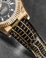 Bespoke Watch Strap in Gold Black Alligator