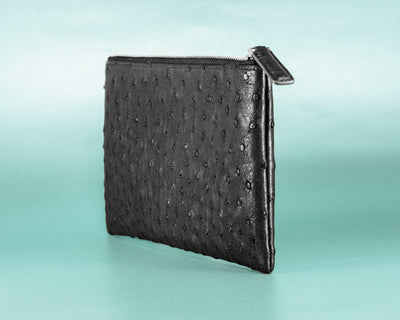 Bespoke Clutch Bag in Black Ostrich