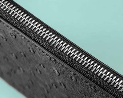 Bespoke Clutch Bag in Black Ostrich