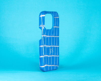 Bespoke IPhone Cover in Blue Silver Alligator