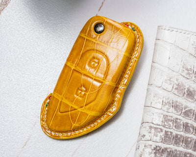 Bespoke Key Fob Cover in Yellow Crocodile