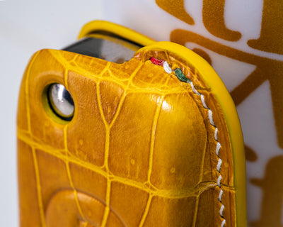 Bespoke Key Fob Cover in Yellow Crocodile